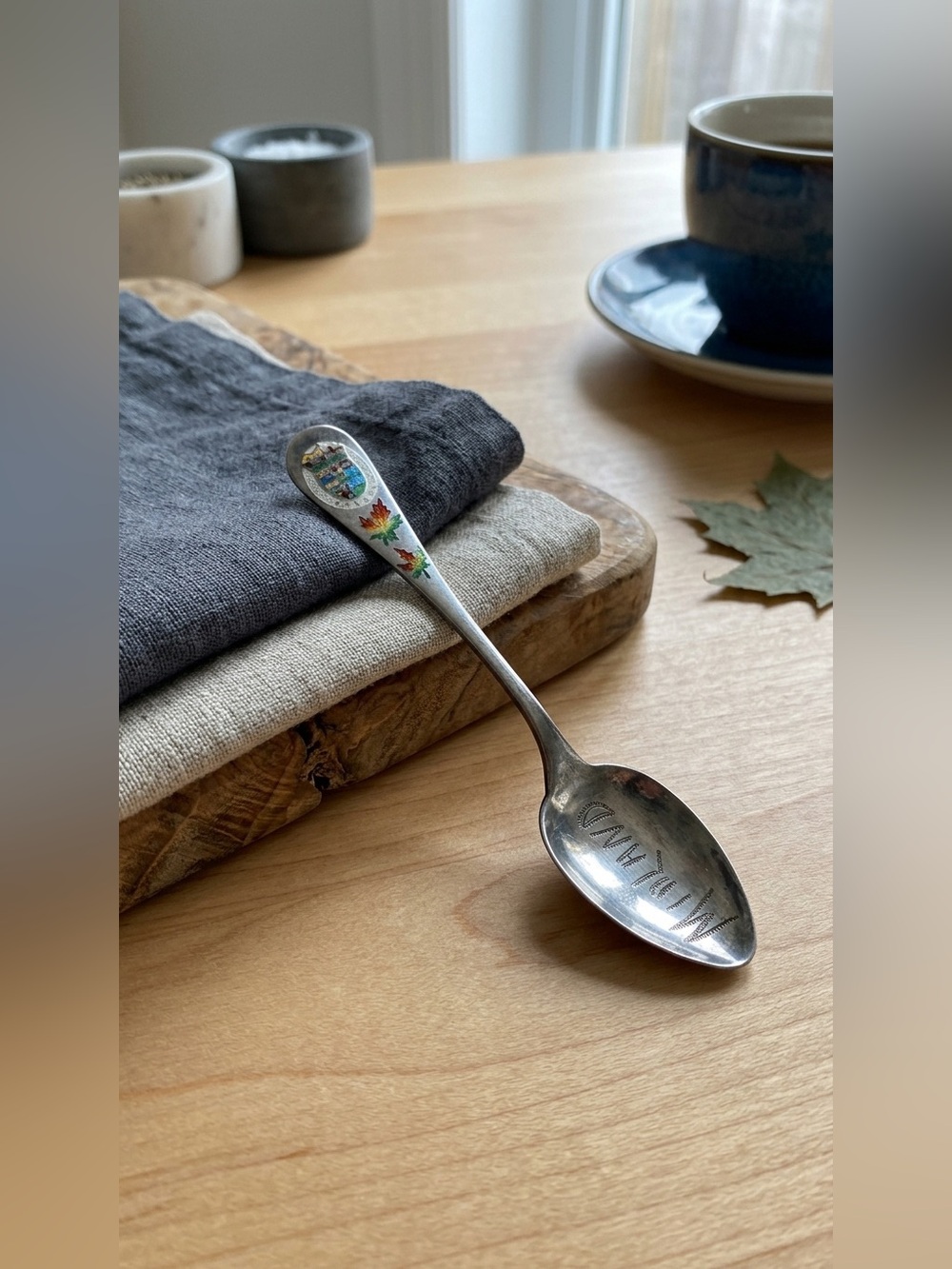Vintage Sterling Silver Enamel Canadian Souvenir Spoon Midland Ontario